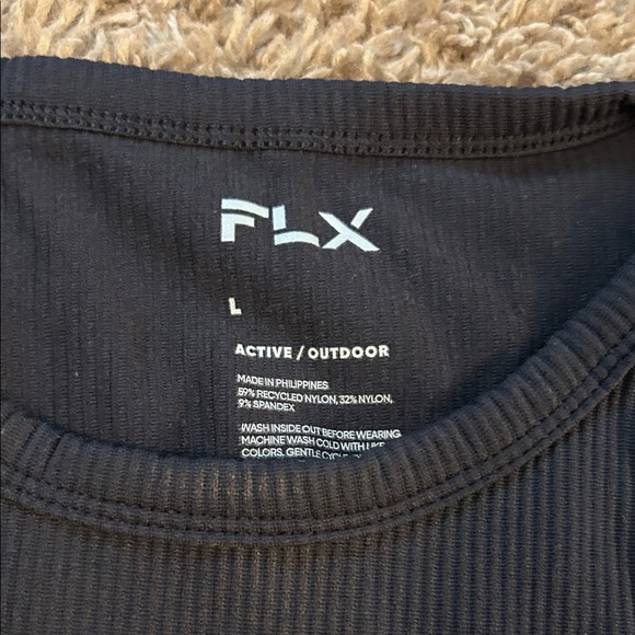 FLX ribbed crew neck athletic Black Women's Tshirt - Picture 2 of 4